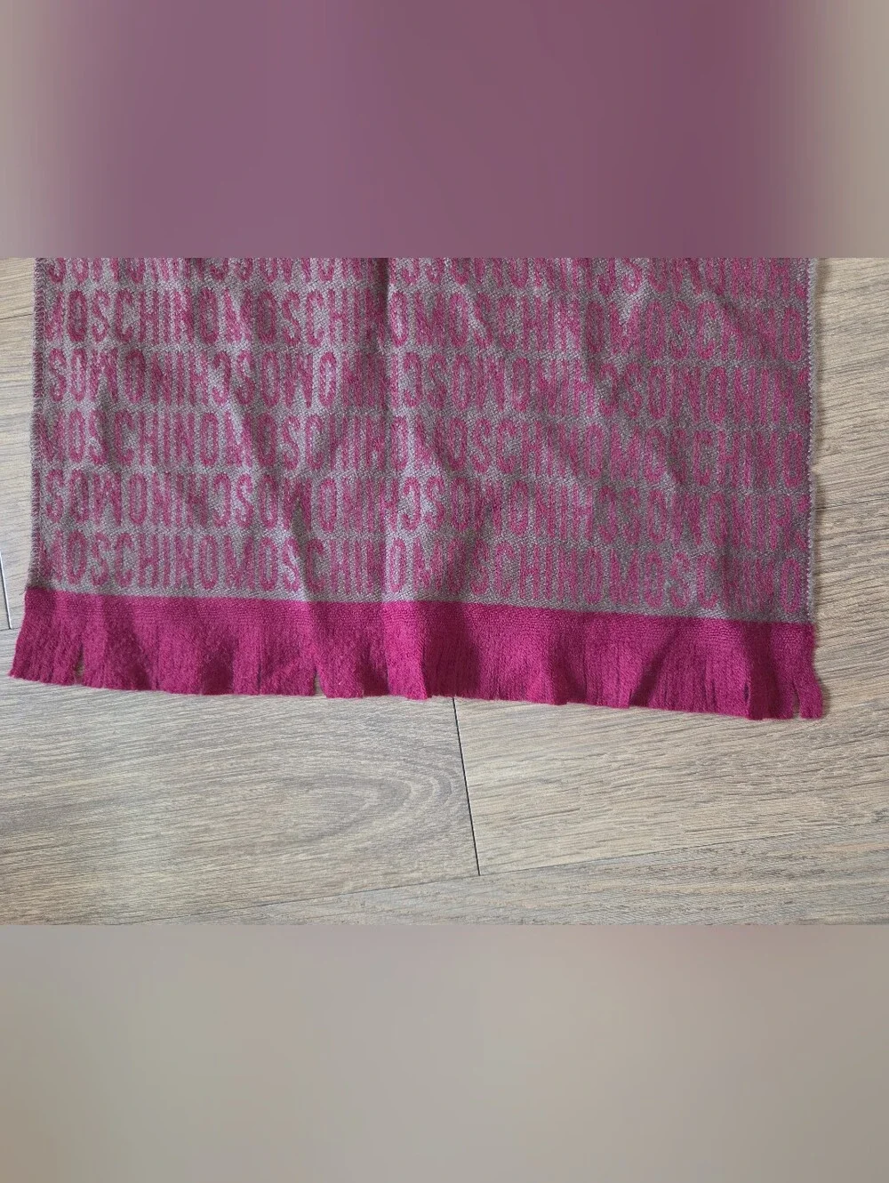 Moschino Burgundy Logo Wool Scarf